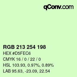 Color code: RGB 213 254 198 | qconv.com