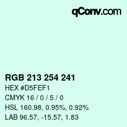 Color code: RGB 213 254 241 | qconv.com
