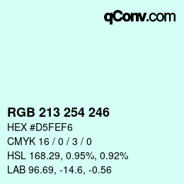 Color code: RGB 213 254 246 | qconv.com