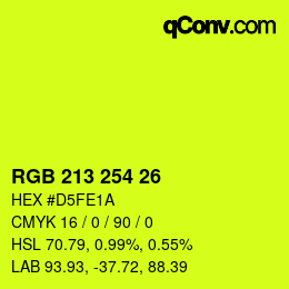 Color code: RGB 213 254 26 | qconv.com