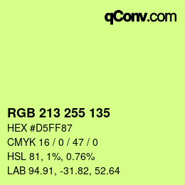 Color code: RGB 213 255 135 | qconv.com