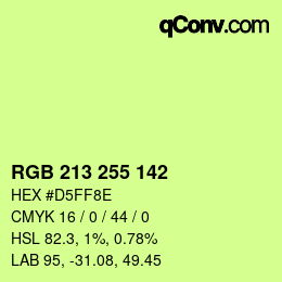 Color code: RGB 213 255 142 | qconv.com