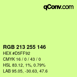 Color code: RGB 213 255 146 | qconv.com