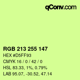 Color code: RGB 213 255 147 | qconv.com