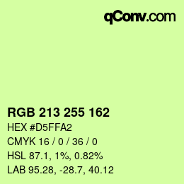 Farbcode: RGB 213 255 162 | qconv.com