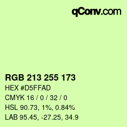 Color code: RGB 213 255 173 | qconv.com