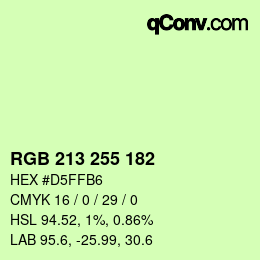 Color code: RGB 213 255 182 | qconv.com