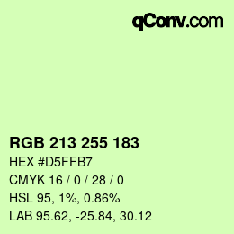 Color code: RGB 213 255 183 | qconv.com