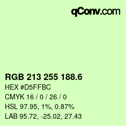 カラーコード: RGB 213 255 188.6 | qconv.com