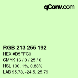 Color code: RGB 213 255 192 | qconv.com