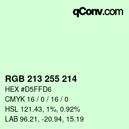 Color code: RGB 213 255 214 | qconv.com