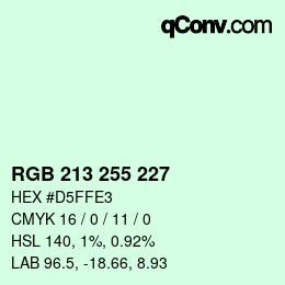 Color code: RGB 213 255 227 | qconv.com
