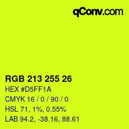 Color code: RGB 213 255 26 | qconv.com