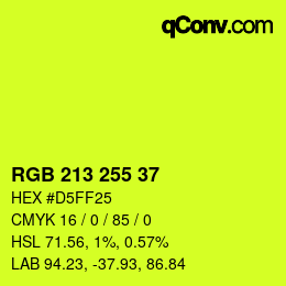 Color code: RGB 213 255 37 | qconv.com