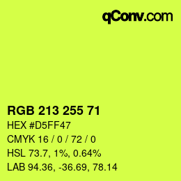 Color code: RGB 213 255 71 | qconv.com