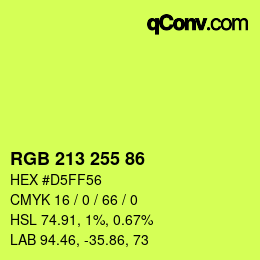 Color code: RGB 213 255 86 | qconv.com