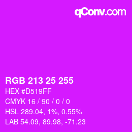 Color code: RGB 213 25 255 | qconv.com