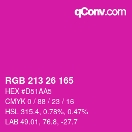 Color code: RGB 213 26 165 | qconv.com