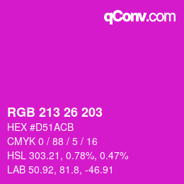 Color code: RGB 213 26 203 | qconv.com