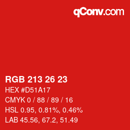 Color code: RGB 213 26 23 | qconv.com