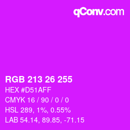 Color code: RGB 213 26 255 | qconv.com