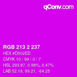 Color code: RGB 213 2 237 | qconv.com