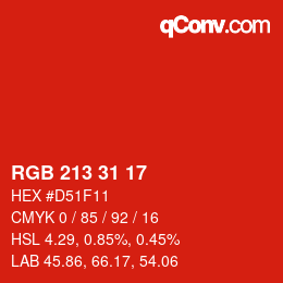 Color code: RGB 213 31 17 | qconv.com