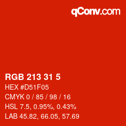 Color code: RGB 213 31 5 | qconv.com