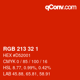 カラーコード: RGB 213 32 1 | qconv.com