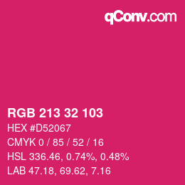 Color code: RGB 213 32 103 | qconv.com