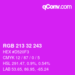Color code: RGB 213 32 243 | qconv.com