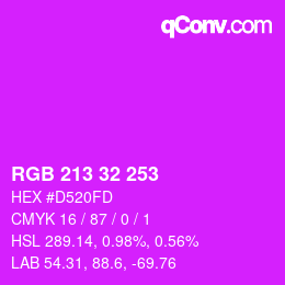 Color code: RGB 213 32 253 | qconv.com