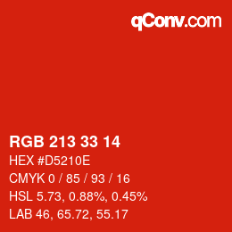 Color code: RGB 213 33 14 | qconv.com