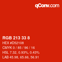 Color code: RGB 213 33 8 | qconv.com