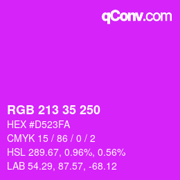 カラーコード: RGB 213 35 250 | qconv.com