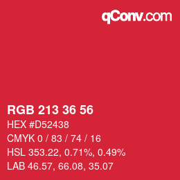 Farbcode: RGB 213 36 56 | qconv.com