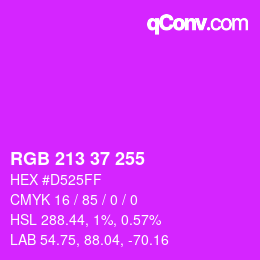 Color code: RGB 213 37 255 | qconv.com