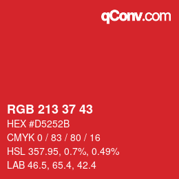 Color code: RGB 213 37 43 | qconv.com