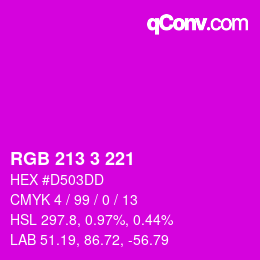 Color code: RGB 213 3 221 | qconv.com