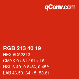 カラーコード: RGB 213 40 19 | qconv.com