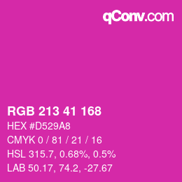 Color code: RGB 213 41 168 | qconv.com