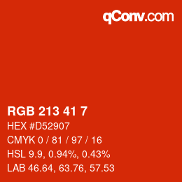Código de color: RGB 213 41 7 | qconv.com
