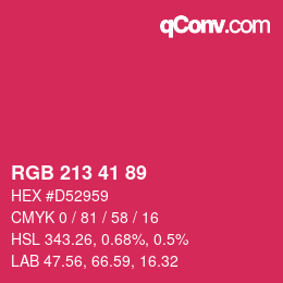 Color code: RGB 213 41 89 | qconv.com