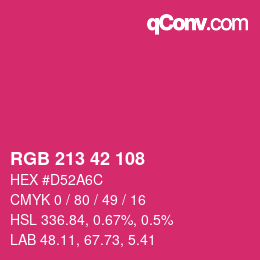 颜色代码: RGB 213 42 108 | qconv.com