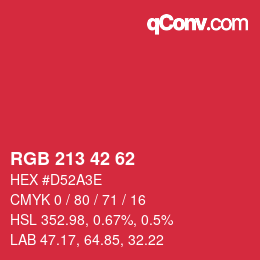颜色代码: RGB 213 42 62 | qconv.com