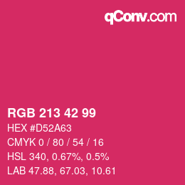 颜色代码: RGB 213 42 99 | qconv.com