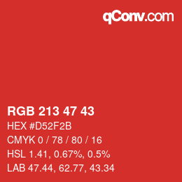 Color code: RGB 213 47 43 | qconv.com