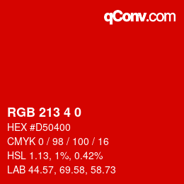 カラーコード: RGB 213 4 0 | qconv.com