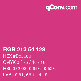 颜色代码: RGB 213 54 128 | qconv.com