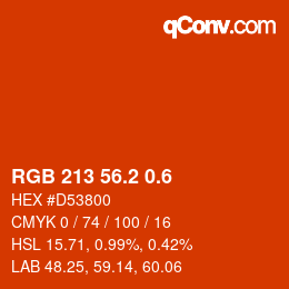 カラーコード: RGB 213 56.2 0.6 | qconv.com